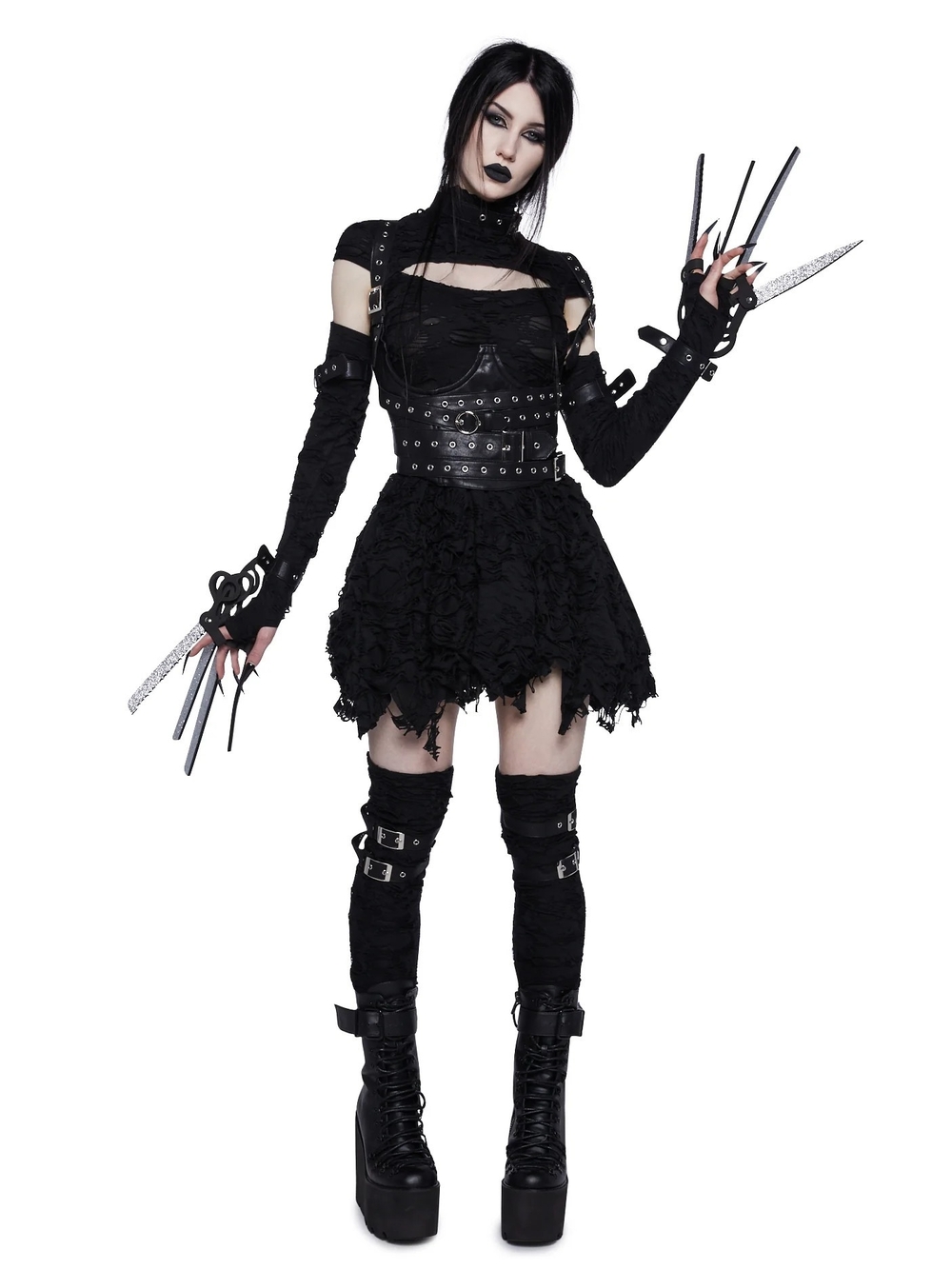 Edward Scissor Hands Complete Costume with Studded Waist Corset